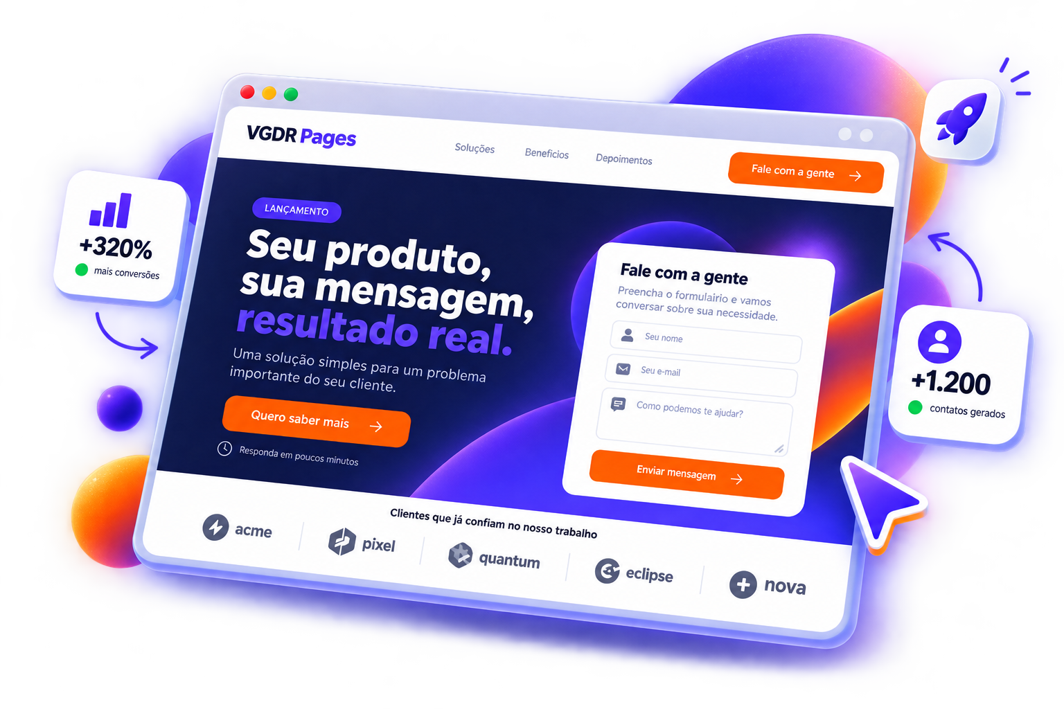 Ilustração de uma Landing Page